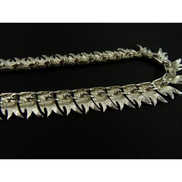 Coro Vintage Necklace Silvertone Choker Statement 15in Fringe Pattern - Picture 8 of 10